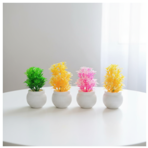 Premium Mini Faux Plant Pot Set – Pack of 4 Artificial Table Decor for Modern Spaces